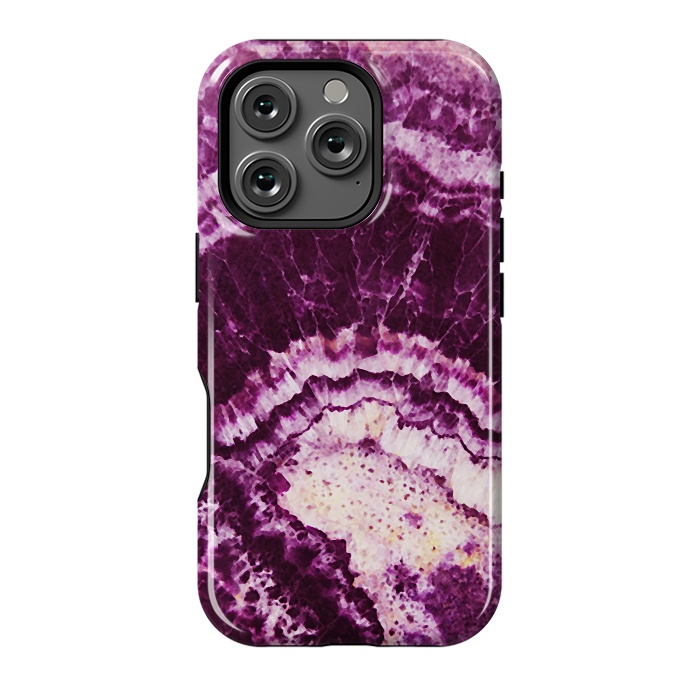 iPhone 16 Pro StrongFit Dark magenta pink precious marble stripes by Oana 