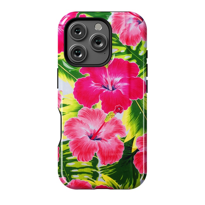 iPhone 16 Pro StrongFit Hibiscus Exotic Floral Pattern by BluedarkArt