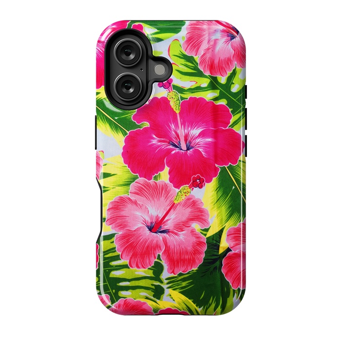 iPhone 16 StrongFit Hibiscus Exotic Floral Pattern by BluedarkArt