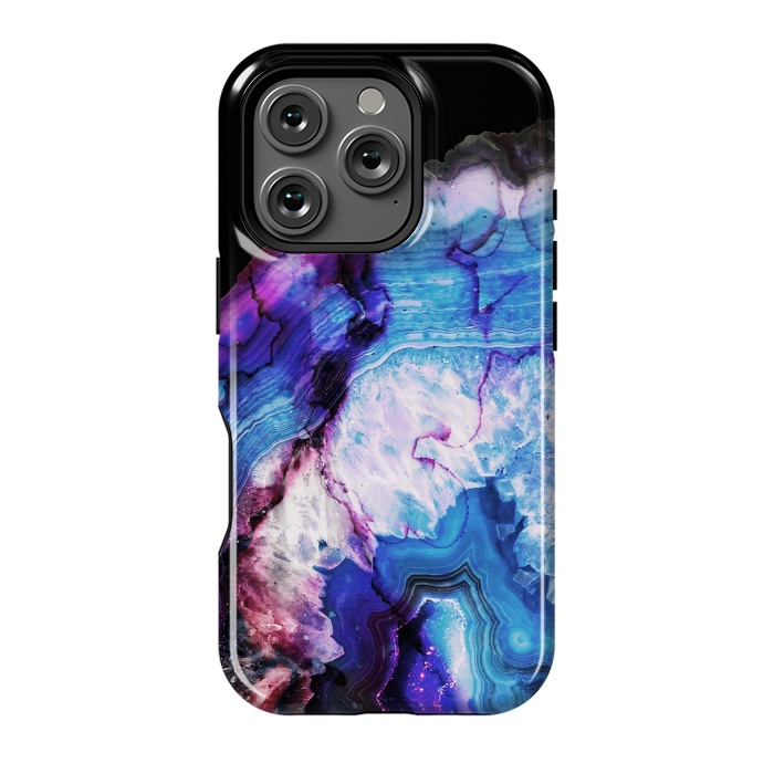 iPhone 16 Pro StrongFit Dark blue purple agate marble  by Oana 