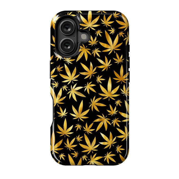 iPhone 16 StrongFit Weed Pattern - Black and Yellow by Art Design Works