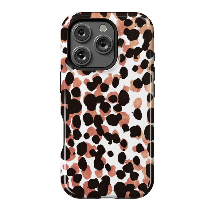 iPhone 16 Pro StrongFit golden metallic ink animal print spots by Oana 