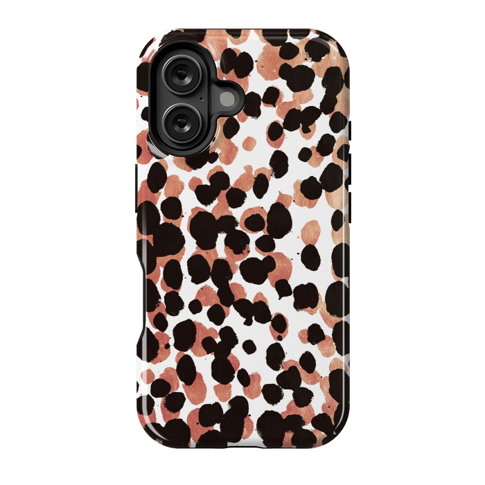 iPhone 16 StrongFit golden metallic ink animal print spots by Oana 