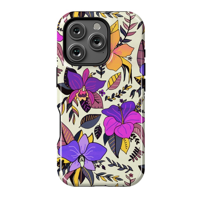 iPhone 16 Pro StrongFit Sunset Tropical Floral by Tigatiga