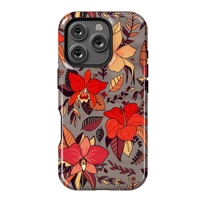 iPhone 16 Pro StrongFit Red Tropical Floral by Tigatiga