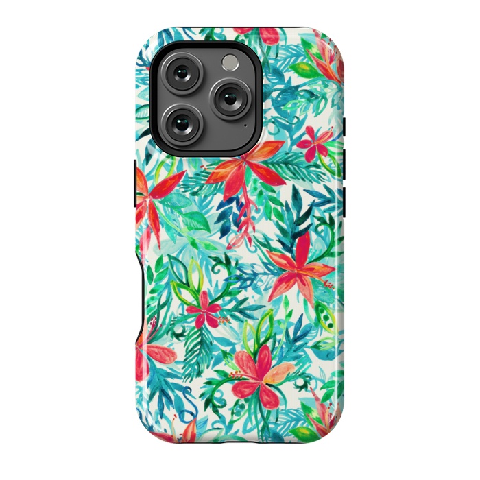 iPhone 16 Pro StrongFit Tropical Jungle Watercolor Floral by Micklyn Le Feuvre