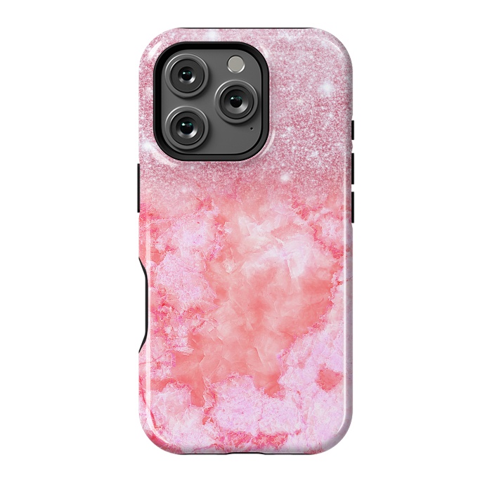 iPhone 16 Pro StrongFit Glitter on Pink Blush Agate  by  Utart