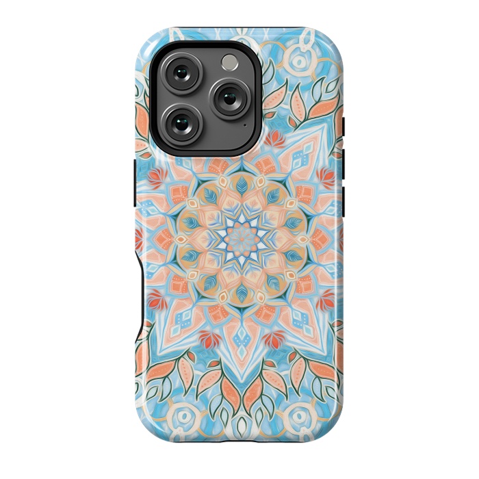 iPhone 16 Pro StrongFit Peach and Blue Pastel Mandala by Micklyn Le Feuvre