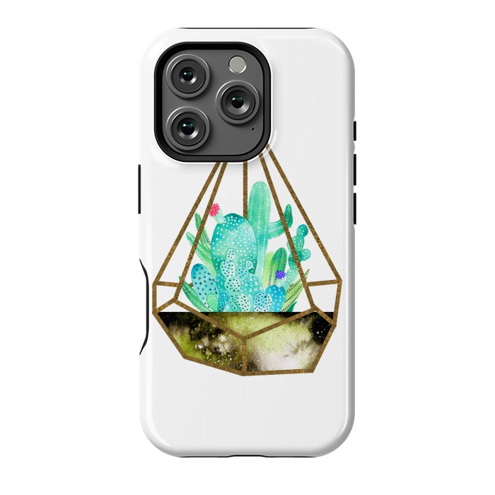 iPhone 16 Pro StrongFit Gold Cactus Terrarium  by Amaya Brydon