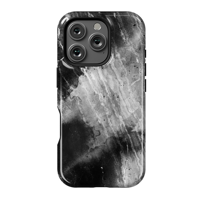 iPhone 16 Pro StrongFit Black gray faded marble painting by Oana 