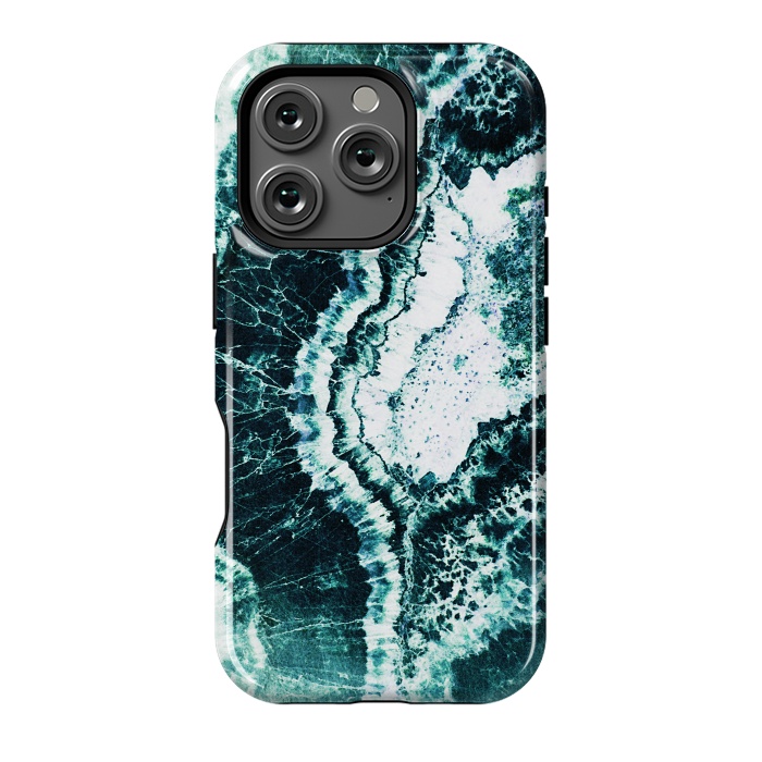 iPhone 16 Pro StrongFit Emerald green agate marble art by Oana 