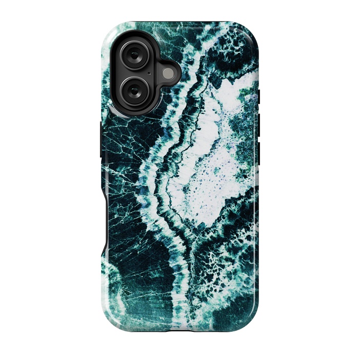 iPhone 16 StrongFit Emerald green agate marble art by Oana 