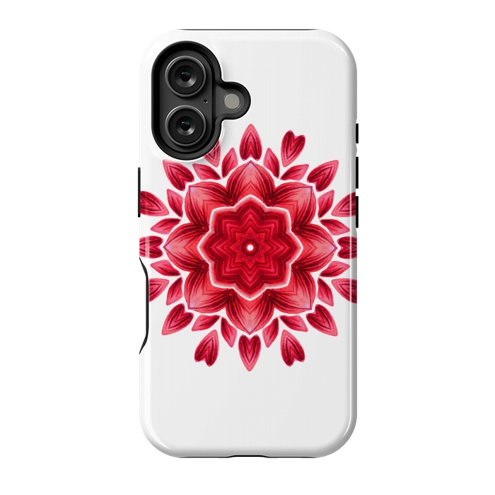 iPhone 16 StrongFit Abstract Watercolor Rose Petal Floral Mandala by Boriana Giormova