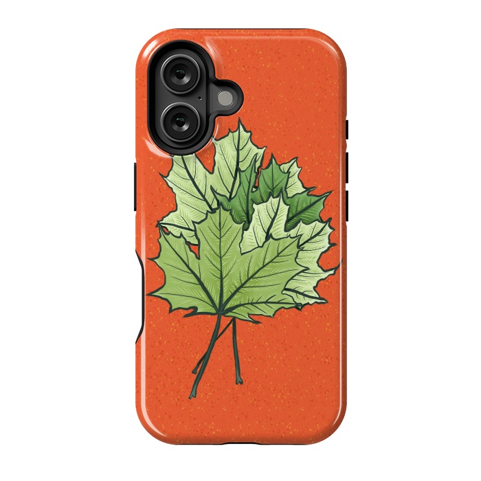 iPhone 16 StrongFit Maple Leaves Digital Art In Green And Orange by Boriana Giormova