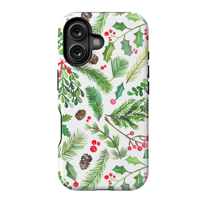 iPhone 16 StrongFit Watercolor Christmas Greenery by Noonday Design