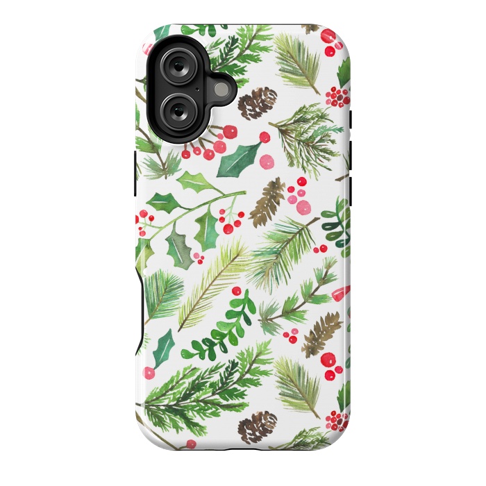 iPhone 16 Plus StrongFit Watercolor Christmas Greenery by Noonday Design