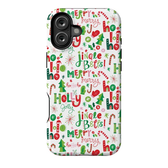 iPhone 16 Plus StrongFit Festive Christmas Lettering by Noonday Design