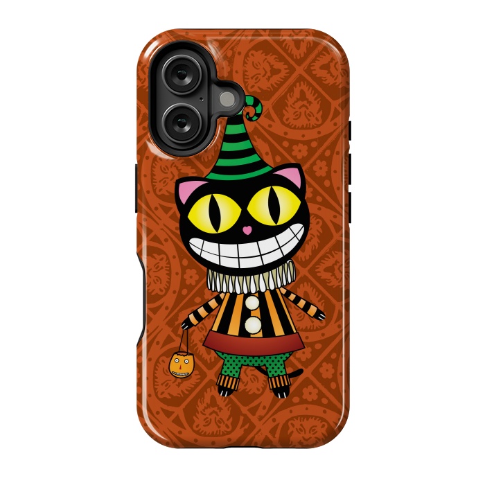 iPhone 16 StrongFit Cassiues Harlequin Cat by Mangulica