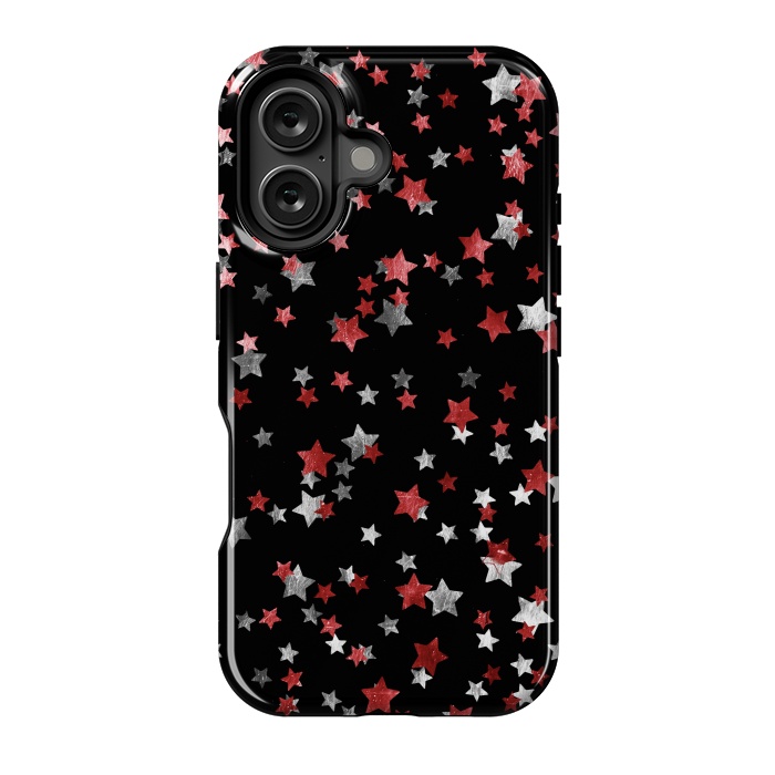 iPhone 16 StrongFit Rust copper and silver party stars by Oana 