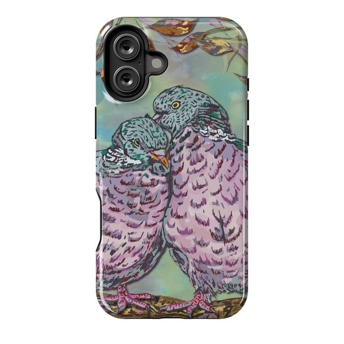 iPhone 16 Plus StrongFit Loving Ring Doves by Lotti Brown