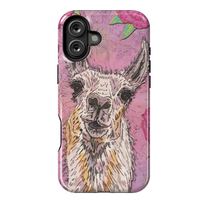 iPhone 16 Plus StrongFit Perfectly Pink Llama by Lotti Brown