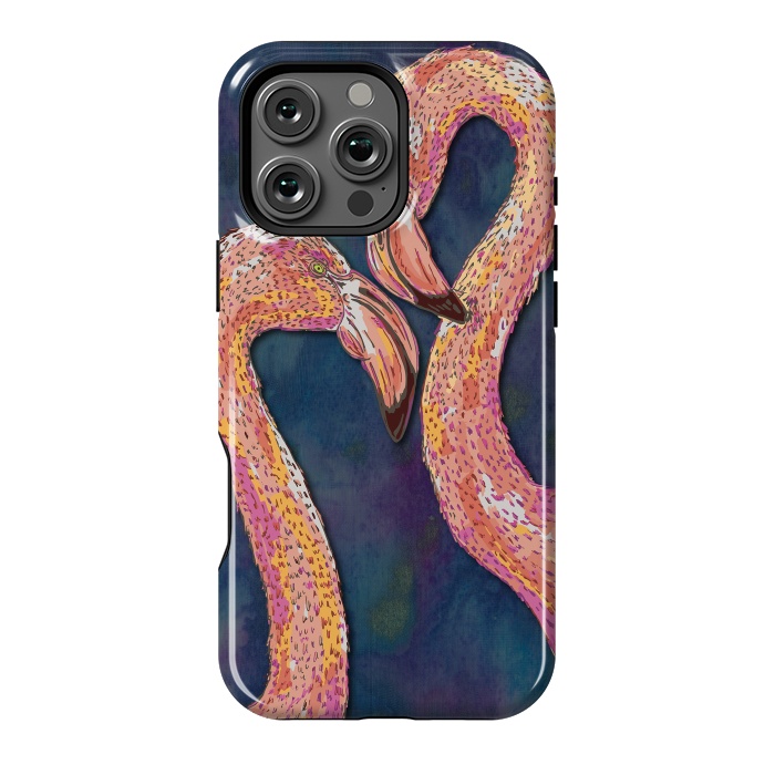 iPhone 16 Pro Max StrongFit Pink Flamingos by Lotti Brown