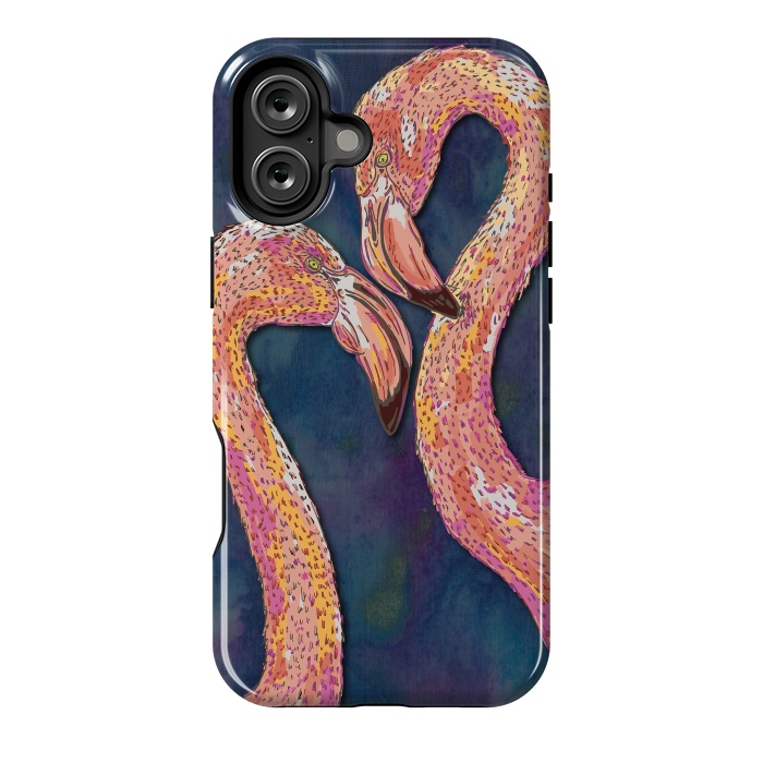 iPhone 16 Plus StrongFit Pink Flamingos by Lotti Brown