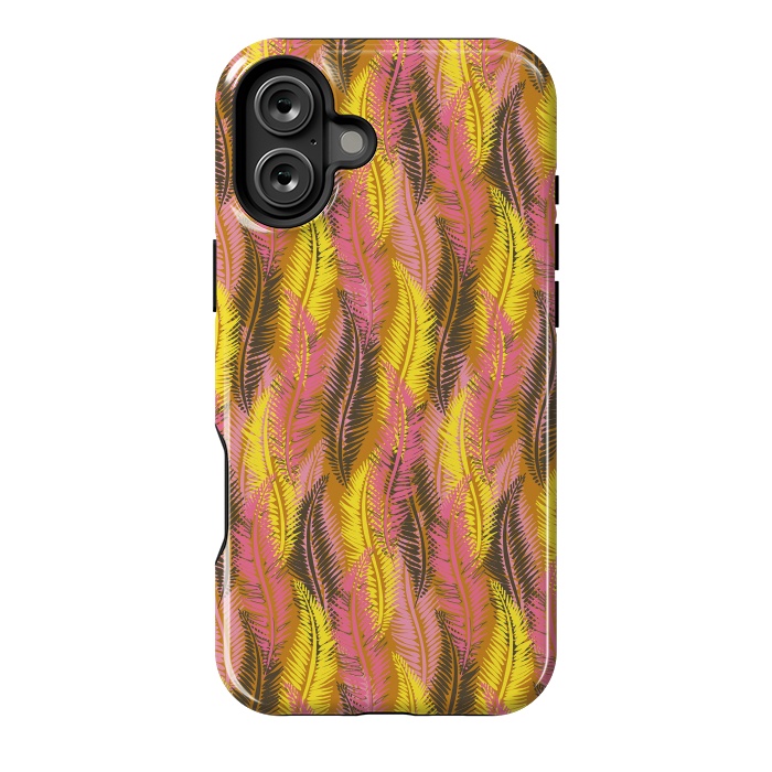 iPhone 16 Plus StrongFit Feather Stripe in Pink and Yellow by Lotti Brown