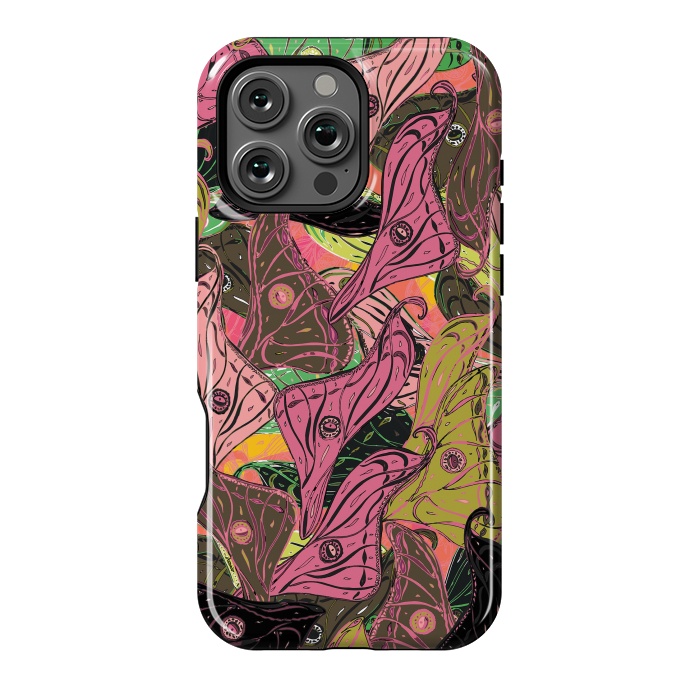 iPhone 16 Pro Max StrongFit Boho Butterfly Wings in Pink & Green by Lotti Brown