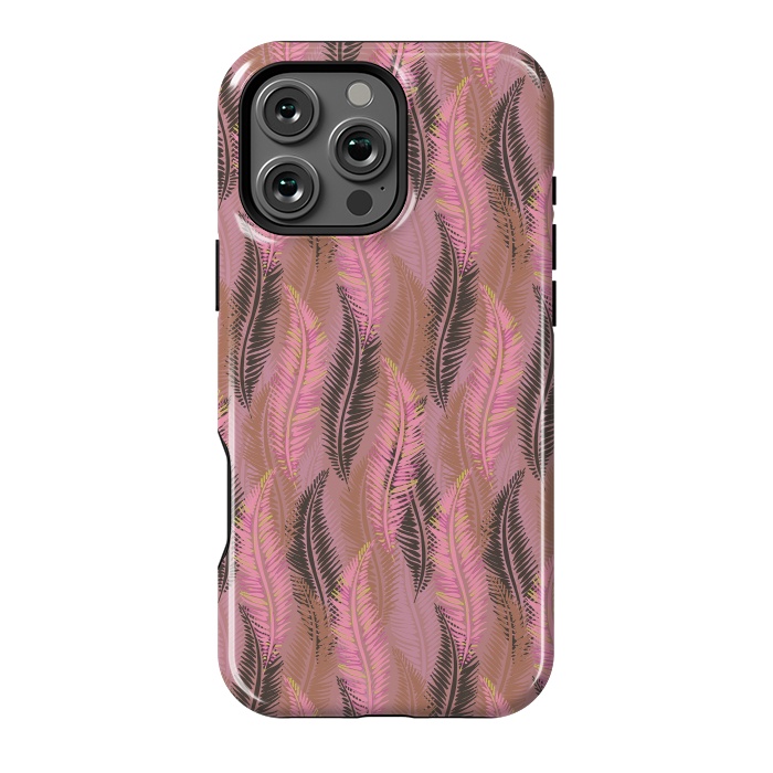 iPhone 16 Pro Max StrongFit Feather Stripe in Coral and Soft Pink by Lotti Brown