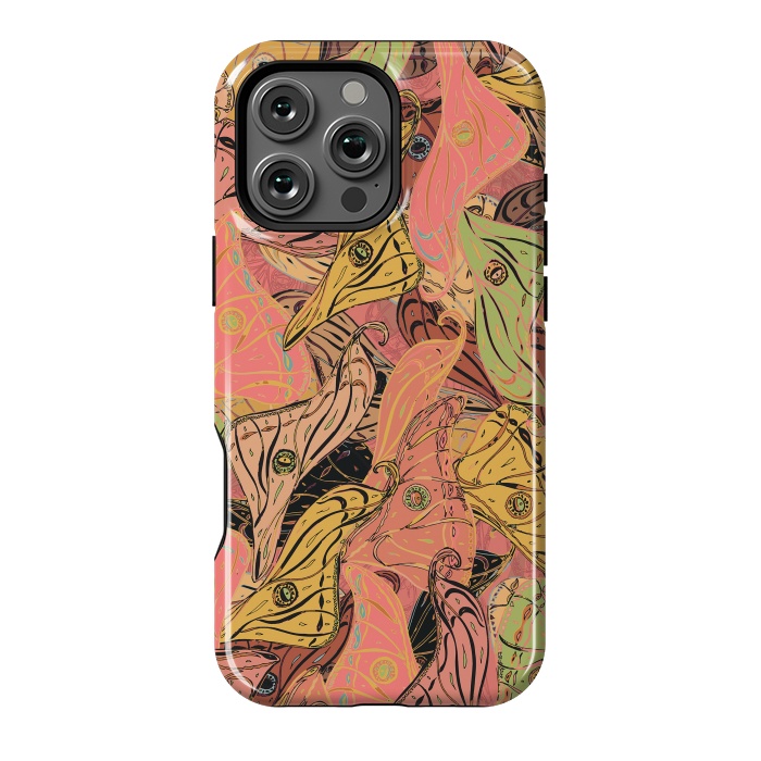 iPhone 16 Pro Max StrongFit Boho Butterfly Wings in Coral and Yellow by Lotti Brown