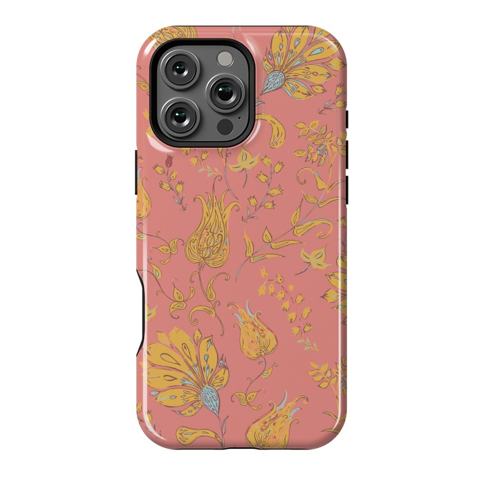 iPhone 16 Pro Max StrongFit Paradise Floral - Coral & Yellow by Lotti Brown