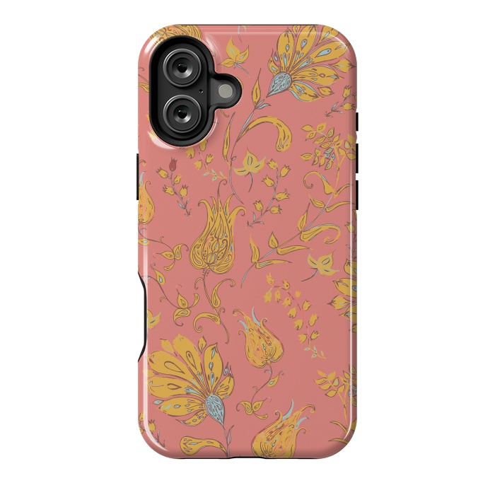 iPhone 16 Plus StrongFit Paradise Floral - Coral & Yellow by Lotti Brown