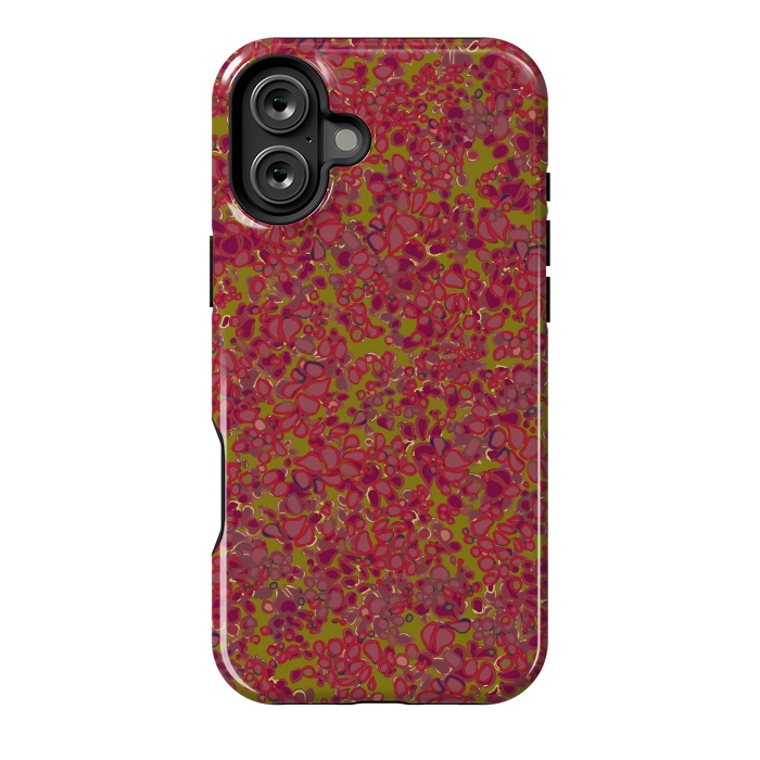 iPhone 16 Plus StrongFit Tiny Circles - Red & Green by Lotti Brown