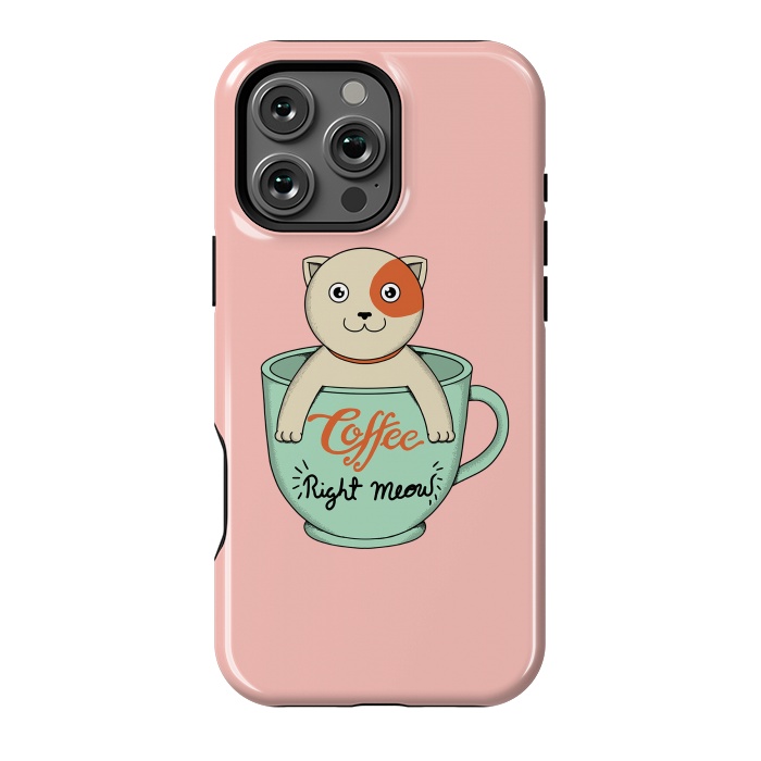 iPhone 16 Pro Max StrongFit Coffee right meow pink by Coffee Man