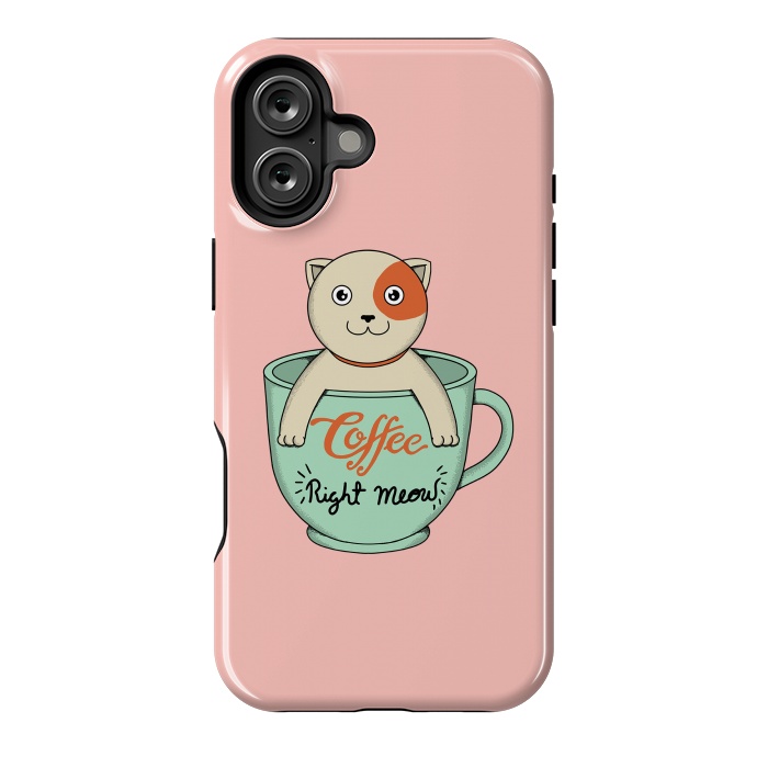 iPhone 16 Plus StrongFit Coffee right meow pink by Coffee Man