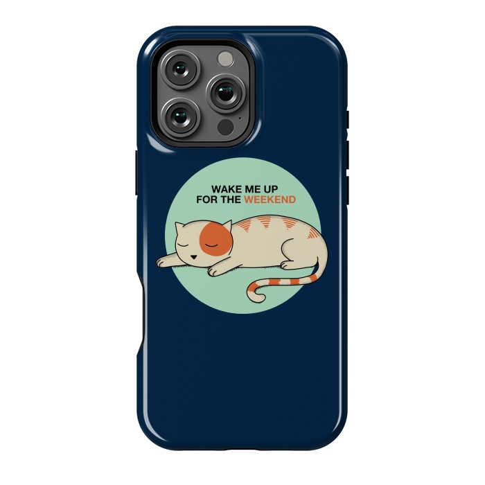 iPhone 16 Pro Max StrongFit Cat wake me up blue by Coffee Man