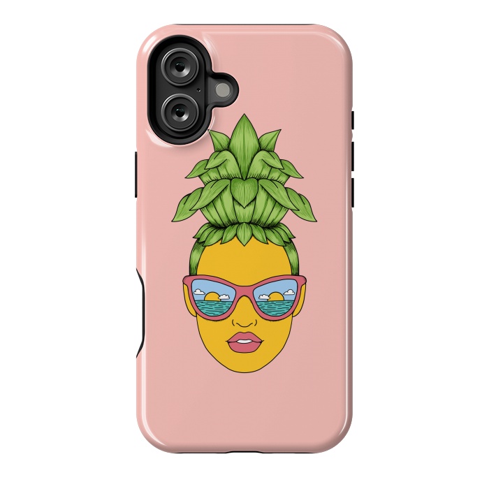 iPhone 16 Plus StrongFit Pineapple Girl Pink by Coffee Man