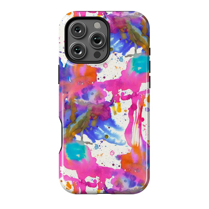 iPhone 16 Pro Max StrongFit Paint Splashes Pink by Ninola Design