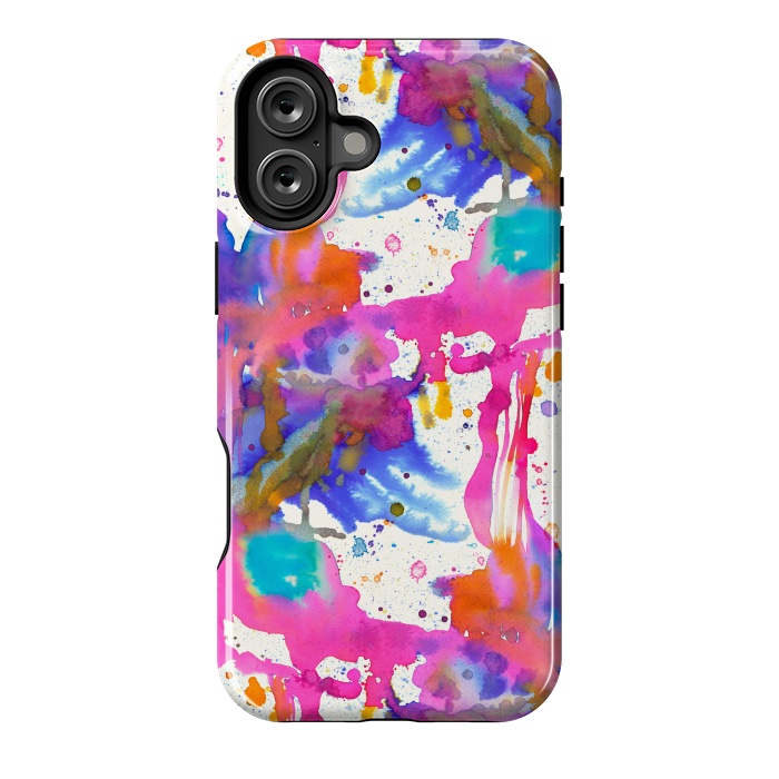 iPhone 16 Plus StrongFit Paint Splashes Pink by Ninola Design