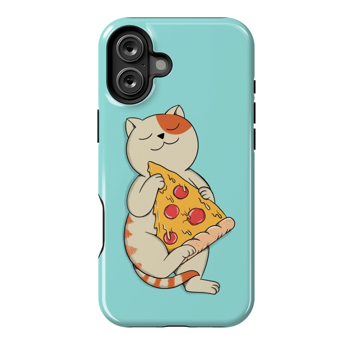 iPhone 16 Plus StrongFit Cat and Pizza by Coffee Man