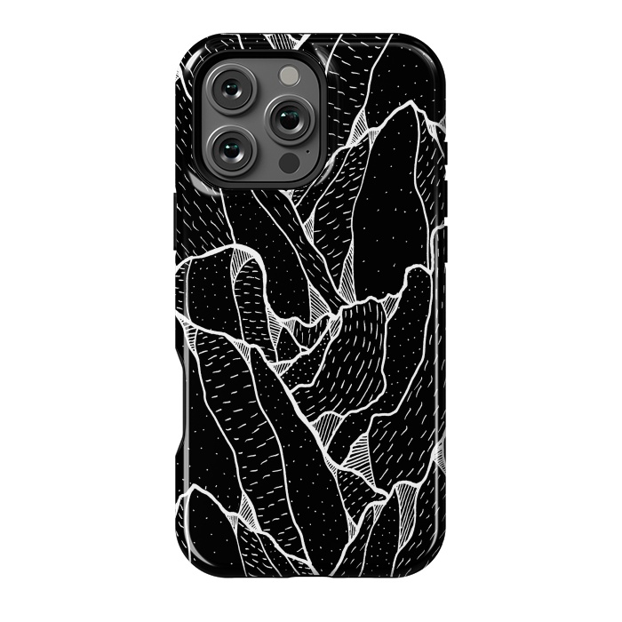 iPhone 16 Pro Max StrongFit Black and white pattern hills by Steve Wade (Swade)