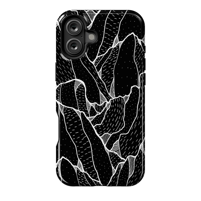 iPhone 16 Plus StrongFit Black and white pattern hills by Steve Wade (Swade)