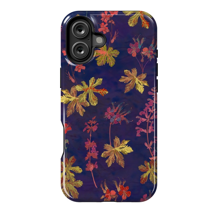 iPhone 16 Plus StrongFit Blue Geraniums by Lotti Brown