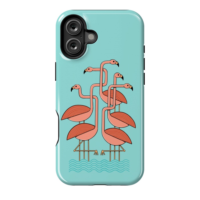 iPhone 16 Plus StrongFit Flamingos by Coffee Man