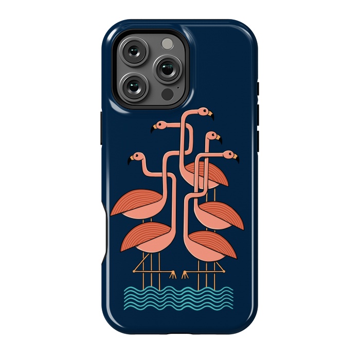 iPhone 16 Pro Max StrongFit Flamingos blue by Coffee Man