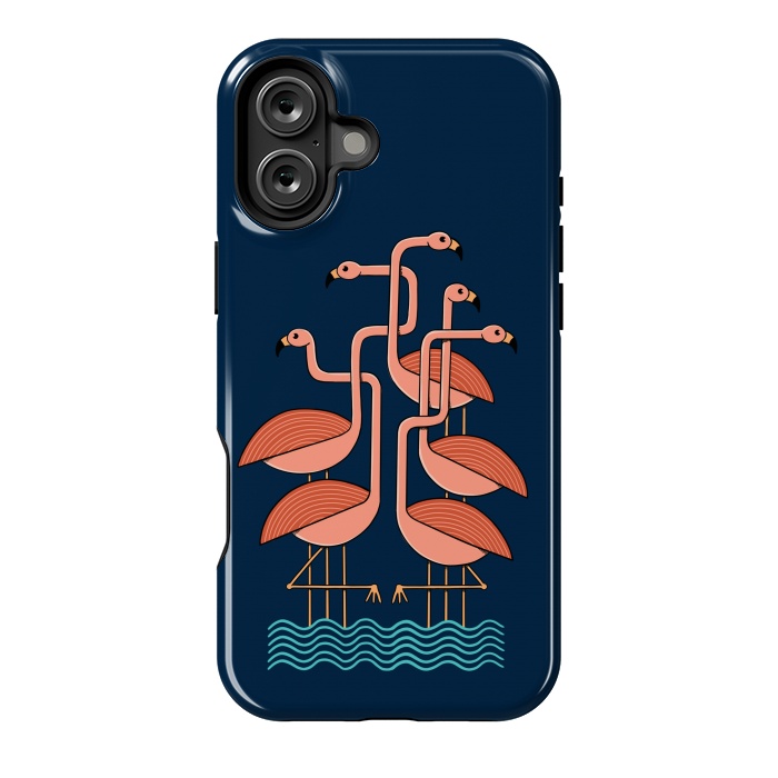 iPhone 16 Plus StrongFit Flamingos blue by Coffee Man