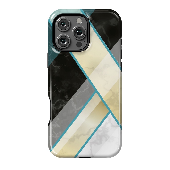 iPhone 16 Pro Max StrongFit Vertical Green Lines On Marble  by ArtsCase