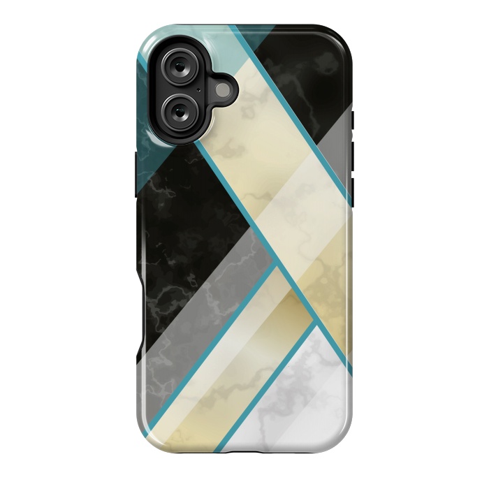 iPhone 16 Plus StrongFit Vertical Green Lines On Marble  by ArtsCase