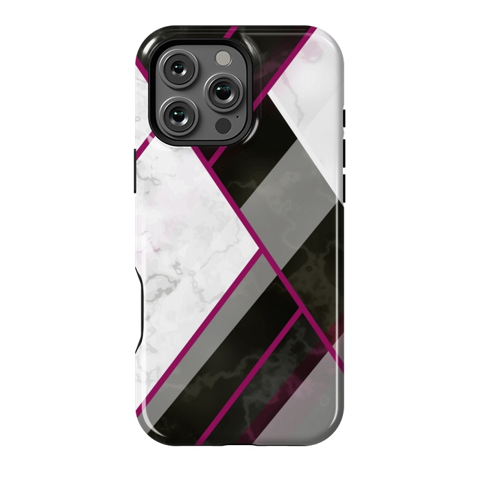 iPhone 16 Pro Max StrongFit Vertical Magenta Lines On Marble by ArtsCase